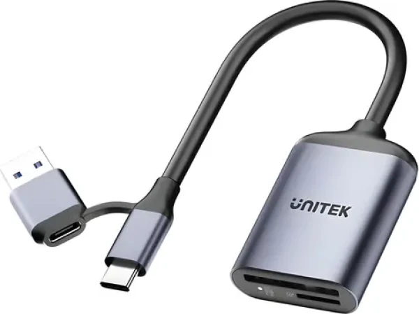 Unitek Čtečka paměťových karet 2v1 / Čtečka paměťových karet / SD 4.0, microSD 4.0 / USB-C + USB-A (R1018E01)