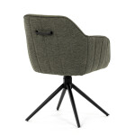 Židle jídelní a konferenční, zelená látka, černé kovové nohy, otočný mechanismus