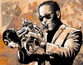 Antistresové omalovánky TSvetnoy TSvetnoy, LG141e, Diamond painting - diamantové malování, 40 x 50 cm, Saxofonista