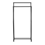 Stojan na šaty dvouramenný s odkladačem na boty, černá barva, kov / plast, chrom