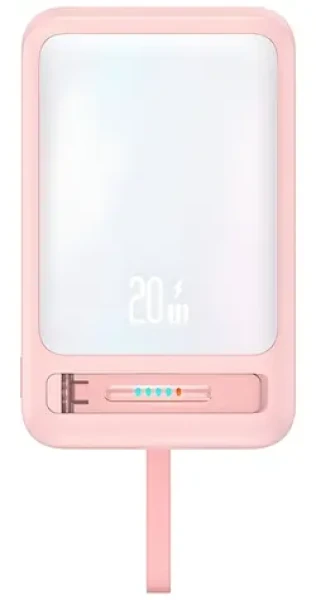 USAMS CD219 XM Series růžová / Power Bank / 10000mAh / Bezdrátové nabíjení 15W / PD 20W / Magnetický (10KCD21904)