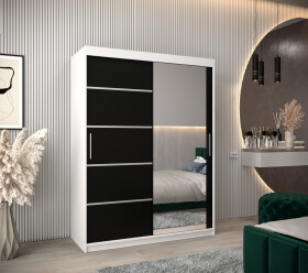 Šatní skříň Abi V2 Barva korpusu: Bílá, Rozměry: 150 cm, Dveře: Černá