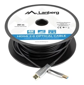 Lanberg CA-HDMI-20FB-0200-BK / Optický kabel HDMI / M/M / 20m / v2.0 / 4K / AOC (CA-HDMI-20FB-0200-BK)