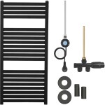 CERANO Koupelnový radiátorový set Vincenzo - kombinované vytápění, wifi tyč - boční jednobodové připojení - 300W - černá matná - 970x450 mm