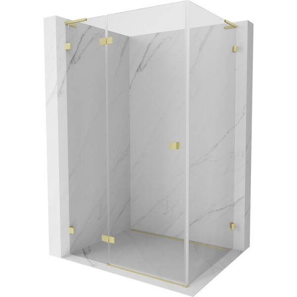 MEXEN/S - Lunar L sprchový kout dveře křídlové levá 90 x 80, transparent, zlato kartáčovaná 834L-090-080-55-00-L