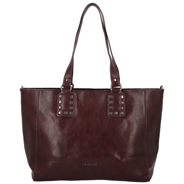 Módní dámská koženková kabelka na rameno Kleantis, tmavě vínová