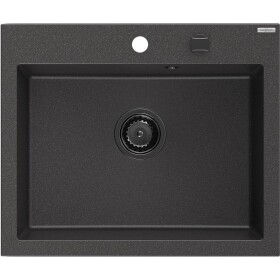 MEXEN/S - Elix granitový dřez 1-miska 600 x 500 mm, černá kropenatá, sifon černá 6525601005-76-B
