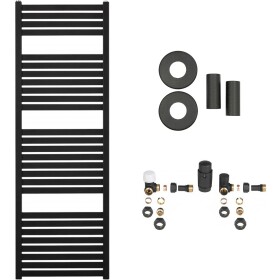 CERANO Koupelnový radiátorový set Vincenzo - ústřední vytápění - boční připojení - 500W - černá matná - 1330x450 mm