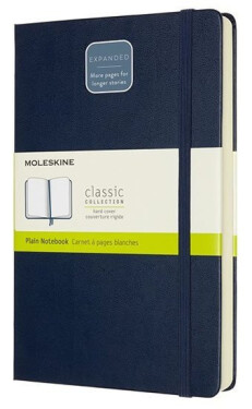 Zápisník Moleskine Expanded - tvrdé desky, L, čistý - modrý