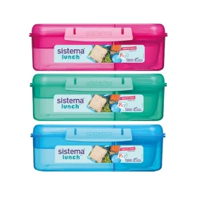 Sistema Lunch Bento Dělený svačinový box s nádobou na jogurt a 2 tácky 1.65 l mix barev (9414202416902)