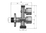 ARCO kombinovaný pračkový ventil s odbočkou 1/2"x3/4"x3/8", anticalc, chrom COMB5MAC