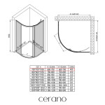 CERANO - Sprchový kout Solero L/P - 6 mm - čtvrtkruh - R550 - chrom, transparentní sklo - 70x70x195 CER-046631