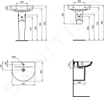 IDEAL STANDARD - Connect Air Umyvadlo 550x460 mm, s přepadem, otvor pro baterii, bílá E069801