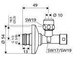 SCHELL - Rohové ventily Rohový regulační ventil s bezpečnostním ovládáním, chrom 051000699