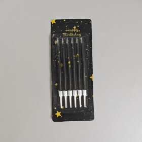 Cake star Dortové svíčky STAR černé se zlatem 6ks