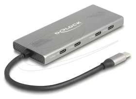 DeLock 7portový hub 10 Gbps / USB hub / 4× USB-C + 3× USB-A / PD 80 W (64313)