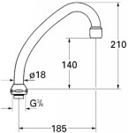 GROHE - Náhradní díly Výtoková trubice pro kuchyňské stojánkové baterie, 1/2", chrom 13070000