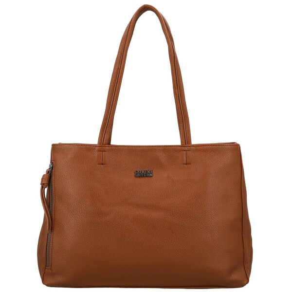 Módní dámská koženková kabelka na rameno Coveri Temari, hnědá