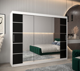 Šatní skříň Abi V4 Barva korpusu: Bílá, Rozměry: 250 cm, Dveře: Černá