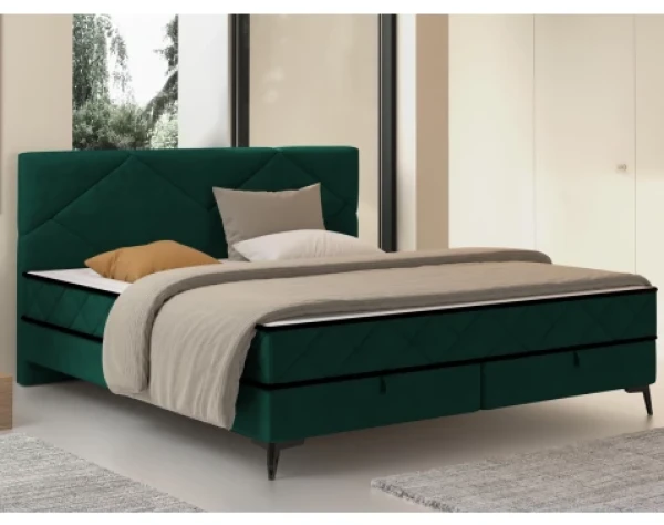 Postel Parana 160x200 cm, lahvově zelená sametová látka