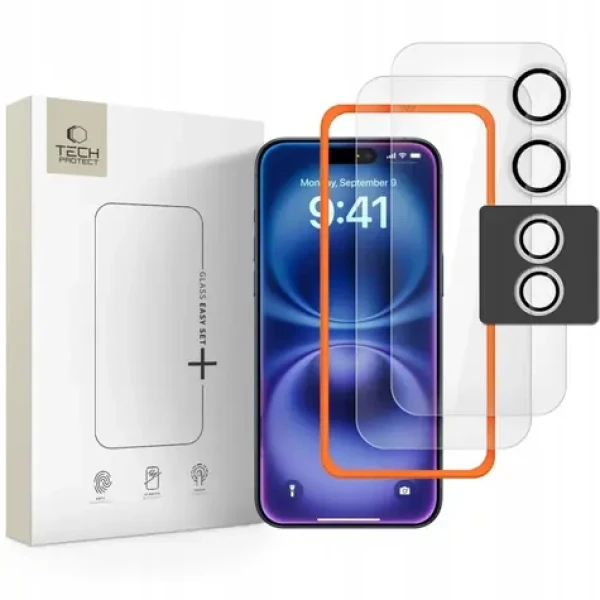 Tech-Protect Easy Set+ transparentní / Ochranné sklo / Apple iPhone 17 / 3 ks (THP4542)