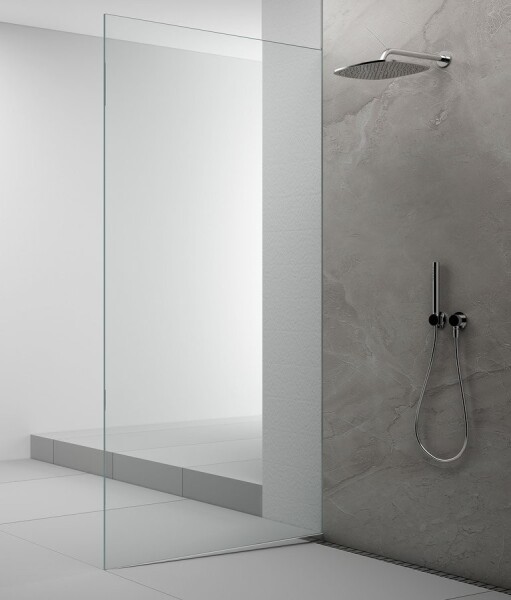 POLYSAN - ARCHITEX sada pro uchycení skla podlaha-stěna se spádovou lištou, 1615x2105, levá, leštěný hliník AX2116L