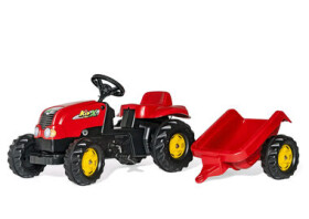 Rollytoys Šlapací traktor Rolly Kid s vlečkou - červená