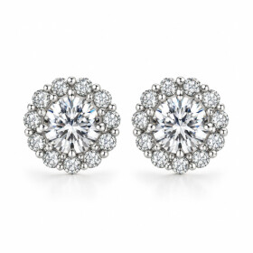 Luxusní stříbrné náušnice Evadne 0,5 ct MOISSANITE + CERTIFIKÁT, Stříbrná certifikát GRA, hadřík na čištění stříbra, dárková krabička