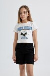 DEFACTO Girls Crew Neck Printed Short Sleeve T-Shirt