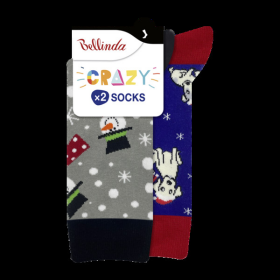 Veselé ponožky 2 páry CRAZY SOCKS 2x - BELLINDA - šedá 43 - 46