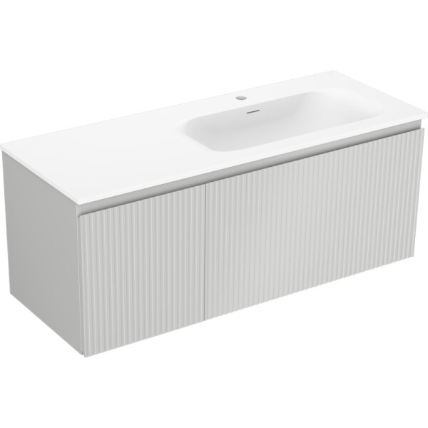 MEXEN/S - Rivel koupelnová skříňka 120 cm s umyvadlem Vela pravá, 1S, 1D, reliéf, šedá mat/bílá mat 91A23-12047-3-BBFF62-W23P01
