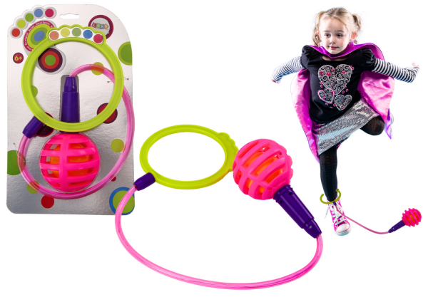 Mamido Skákací hračka Hula Hoop na nohu růžová s LED diodami