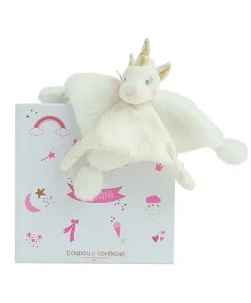 Doudou Dárková sada - Plyšový muchláček jednorožec 22 cm
