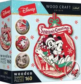 Trefl Wood Craft Origin - Puzzle - Vánoční dobrodružství Mickeyho a Minnie