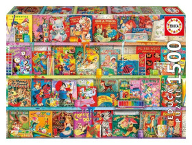 Puzzle Kýčovitý zábavný knižní kout 1500 dílků