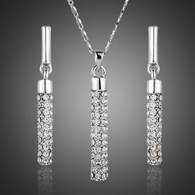 Souprava náhrdelníku a náušnic Swarovski Elements White Elegance, Bílá/čirá 40 cm + 5 cm (prodloužení)