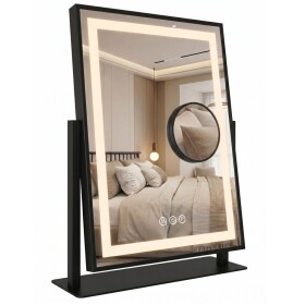 REA - Zrcadlo LED LUMI Black 30x40cm HOM-01805