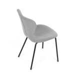 Židle jídelní, stříbrná látka, nohy černý kov