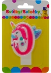 SPARKYS Narozeninová svíčka s jednorožcem a číslem 0