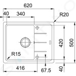 FRANKE - Basis Fragranitový dřez BFG 611-62, 620x500 mm, kašmír 114.0494.751