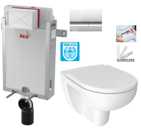 ALCADRAIN Renovmodul - předstěnový instalační systém s chromovým tlačítkem M1721 + WC JIKA LYRA PLUS RIMLESS + SEDÁTKO DURAPLAST SLOWCLOSE AM115/1000 M1721 LY2