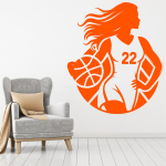 Samolepka Basketbalistka s vlastním číslem Barva: modrá, Velikost: 60 x 70 cm