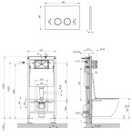 OMNIRES - Set: STRONGFRAME podomítkový rám + STEEL-R45 splachovací tlačítko, mosaz broušená STFWC1R45-RBSB