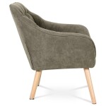 Křeslo, potah lanýžová látka, dřevěné nohy, masiv kaučukovník