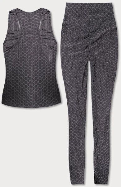 Dámský sportovní komplet - top a legíny YW88037-2 Tmavě šedá - J.STYLE tmavě šedá L