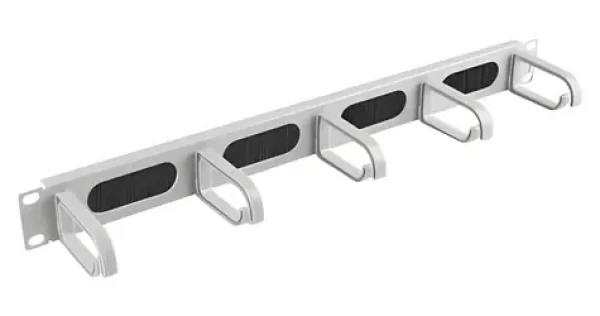Lanberg 19" kartáčový organizér kabelů 5 kroužků Typ B šedý / Organizér kabelů / 1U / kov, plast (AK-1203-S)