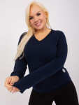 Tmavě modrá halenka plus size s dlouhým rukávem