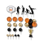 Dortisimo Zápich do dortu Basketbal s černými a zlatými koulemi (22 ks)