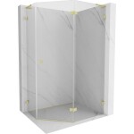 MEXEN/S - Lunar L sprchový kout pětiboký křídlový pravá 100 x 90, transparent, zlato kartáčovaná 831L-100P-090L-55-00-P