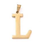 Sada přívěsku a náušnic z nerezové oceli - písmeno - zlatá - 20 ~ 23 mm x 13 ~ 19 mm - 1 ks Písmena: E